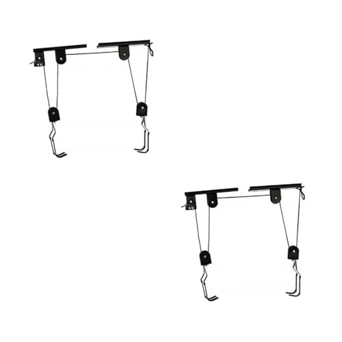 Abaodam 2 Sets Bike Ceiling Mount Hanging Rack Heavy Duty Hoist for Garage Storage Solid Construction with Safe Locking Mechanism Optimizes Space for Mountain and Road Bikes