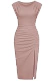 IHOT Banquet Party Dresses for Women Classy Pink Semi Formal Wedding Guest Cocktail Evening Special Occasion Dress Nude Pink M