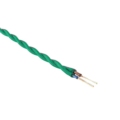 3-100pcs 18 AWG 2-Conductor Cable | Hemp Rope Braided Vintage Lamp Cord for Retro DIY(Dark green,5m)