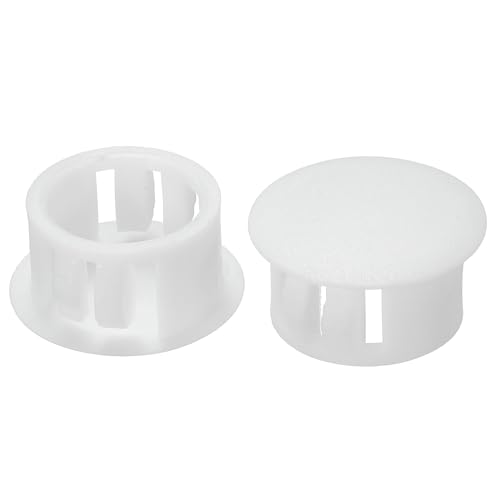 Image of PATIKIL 16mm (5 /8 inch) Plastic Hole Plugs, 30Pcs Flush Type Round Hole Plugs Cover Snap in Locking Hole Tube for Table Kitchen Cabinet Furniture, White