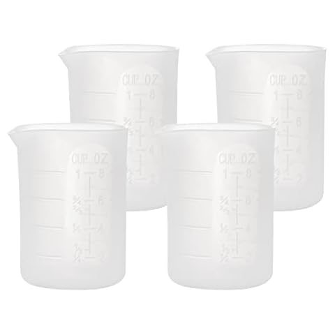 Gartful 250ml Silicone Measuring Cups, 4 PCS Large Nonstick Reusable Silicone Mixing Cups Durable Easy Clean for Epoxy Resin, Casting Molds, Stain Jewelry Making, Waxing, DIY, Art, Craft Cover