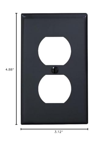 Leviton 1-Gang Duplex Device Receptacle Wallplate, Standard Size, Thermoplastic Nylon, Device Mount, 80703-E, Black
