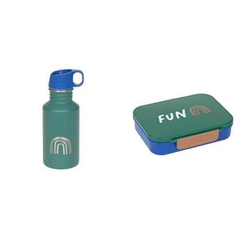LÄSSIG Trinkflasche + LÄSSIG Bento Box Kindergarten Schule Little Gang Rainbow green