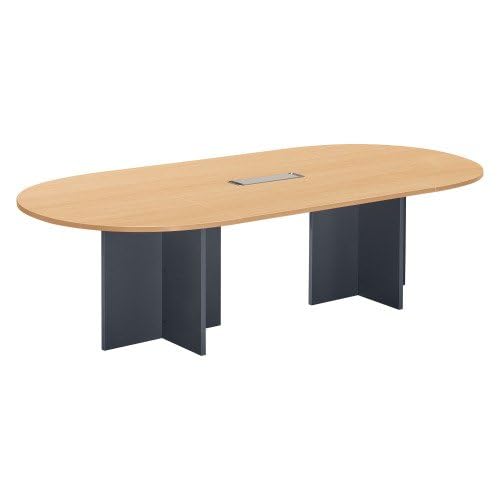 Générique Table de réunion modulable avec Extension L 260 cm Plateau hêtre piètement Croix Plein Bois Essens (Anthracite)