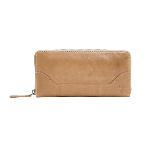 FRYE Melissa Carteira de couro com zíper, Bege, One Size