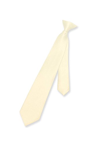 Vesuvio Napoli Boy's CLIP-ON NeckTie Solid CREAM Color Youth Neck Tie