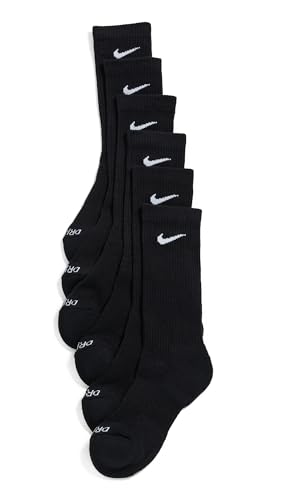 Nike Women's Everyday Plus Cushioned Socks, Black/White, XL