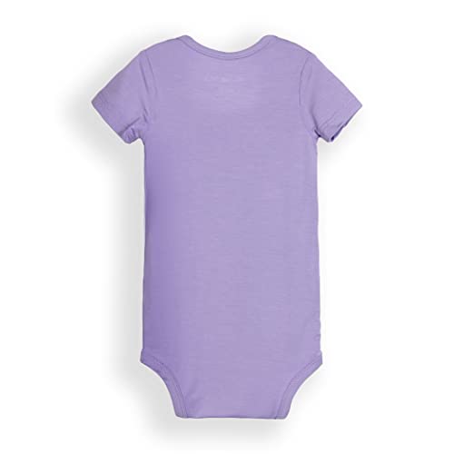 Amelia@Phoebe BABY Short Sleeve Unisex Baby Bodysuits, Rayon Derived From Bamboo Material (3-6 Months, Purple)