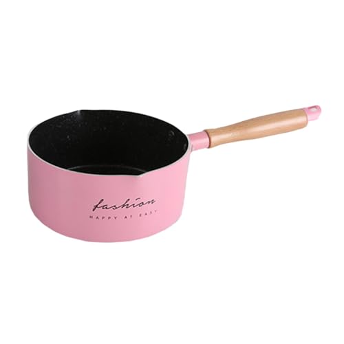 DimyFew Soup Pot Saucepan, Melting Baby Breakfast Pot, Milk Pan, Cooking Pot for Outdoor Gas Stoves Breakfast Camping RV, Pink
