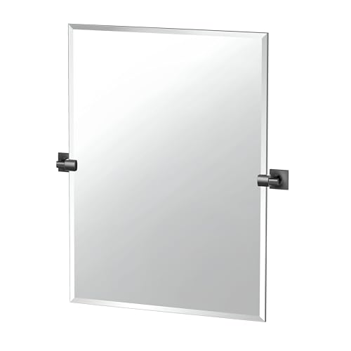 Image of Gatco 5589MXS Waterline Frameless Rectangle Mirror, 31.5 Inch, Matte Black