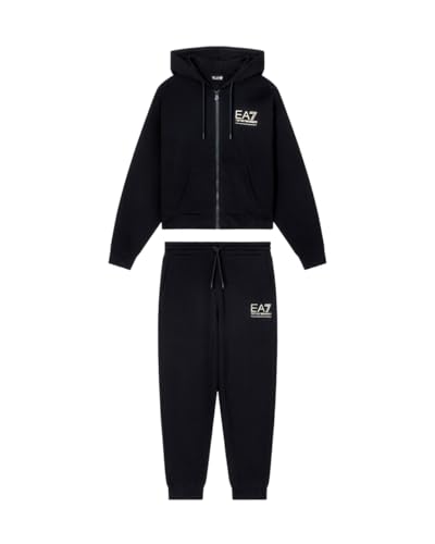 Emporio Armani EA7 Visibility Tracksuit in Cotton Blend Fleece for Women, 7W000425, Black/Gold, L