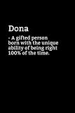 Dona Definition Notebook: Sarcastic Dona Notebook - Dona Name Notepad - Funny Dona Notebook - Lined Journal - Dona Diary