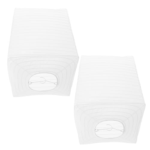 FUOYLOO Faroles de Papel Colgantes Cuadrados Plegables 22x30 Cm en Color Claro 2 Unidades, Pantallas de Lámparas Decorativas para Fiestas, Bodas y Decoración de Techo Interior