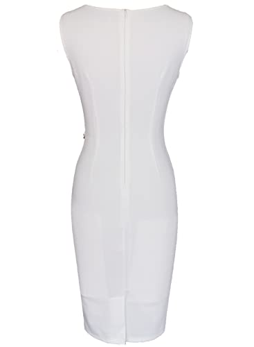 Image of VFSHOW Womens Work Office Business Casual Sleeveless Ruched Elegant Professional Church Cocktail Party Pencil Sheath Dress