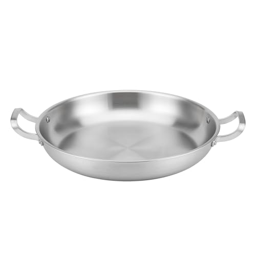 Delarlo Paella Pan 14 Inch Tri-Ply Stainless Steel Paella Pan With Lid thumb #3