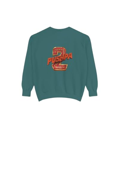 Unisex Graphic Sweatshirt, Grey Cotton Blend, Pushpa 2 Design Print-image-31