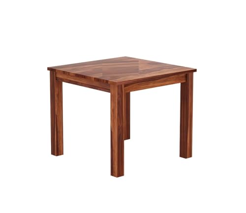 Image of AADITYA WOODS Solid Sheesham Wood 4 Seater Dining Table with Chair Set for Living Room | Wooden Dining Room Set (This is Right Size for Table- 86x86x76 cm) - Honey & Cream