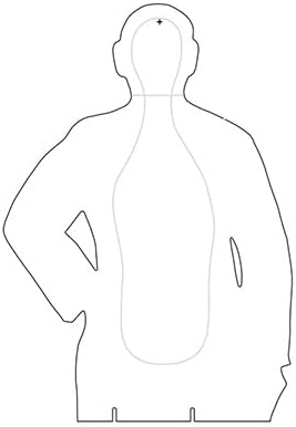 B-21E Cardboard Target Silhouette, Features Shaded Standard B-21E Scoring Lines, Plus an Additional line to Separate Head & Torso Gray on White 22" x 32"