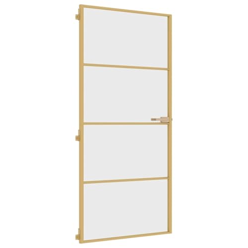 Porte intérieure mince doré 93x201,5 cm verre trempé aluminium