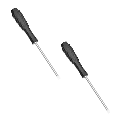 FOCMKEAS 2 Pcs Mini Slotted Screwdriver, 4mm Flat Head, 115mm, Black