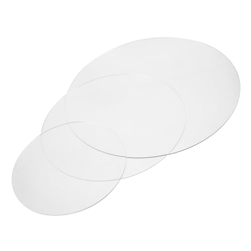 Cabilock 3pcs Acrylic Round Cake Discs Display Boards Transparent DIY Round Discs for Cake Decorating Lightweight Grease Design for Pastries Cupcakes and More