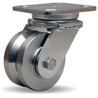Hamilton 850 lbs Load Capacity - 4" x 2" Stainless Steel V-Grooved Wheel Swivel Caster - Workhorse Series with Double Shielded Precision Ball Bearings