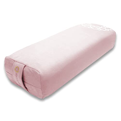 Embroidered Yoga Bolster Pillow For Restorative Yoga With Carrying Bag - Rectangular Yoga Pillow, Meditation Cushion For Pressure Relief, Support & Practice Enhancement, 25.9 X 10.2 X 5.9 In Soft Pink #TOP28