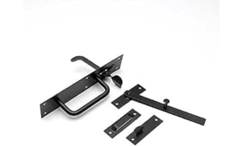 Merriway BH05991 Japanned Suffolk Thumb Gate Door Latch - Black, White/Light Brown, 45 mm