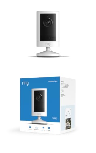 Image of Ring Outdoor Cam, Plug-In (newest model), Home or business security, Wide-Angle Retinal 2K Video, 6x Enhanced Zoom, Night Vision for true color in low light, White