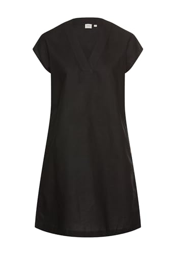 camel active Damen Kurzes Sommerkleid mit V-Ausschnitt Schwarz, Womenswear-M