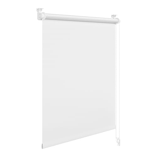 WOLTU Store Occultant Enrouleur sans Perçage, Rideau Opaque avec Revêtement d'argent, Protection de Vie Privée & Protection Soleil, pour Fenêtre ou Porte,...