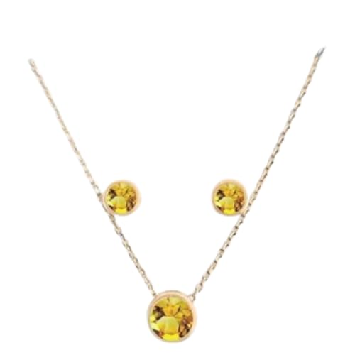 Maya J November CZ Birthstone Yellow Necklace & Stud Set,