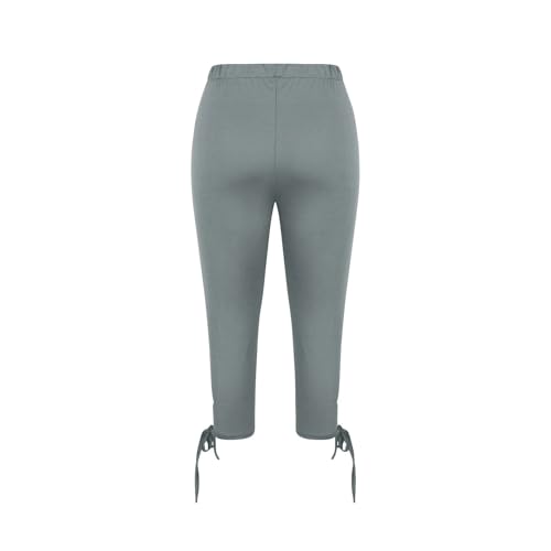 Girls Thin Stretchy Cropped Leggings 3/4 Length Tights Bowknot Side Tie Capri Pants High Waist Yoga Lightweight3