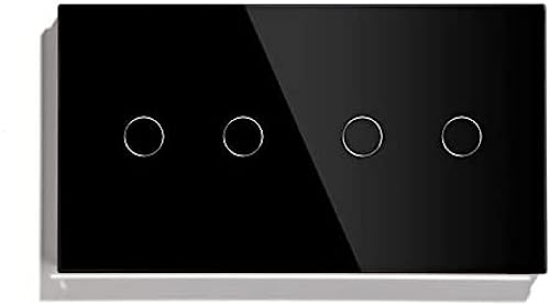 Interruptor de luz inteligente de 4 bandas, panel táctil, impermeable, interruptor de control remoto de 2 vías, elegante diseño blanco y negro, compatible con el hogar inteligente, acabado de cristal