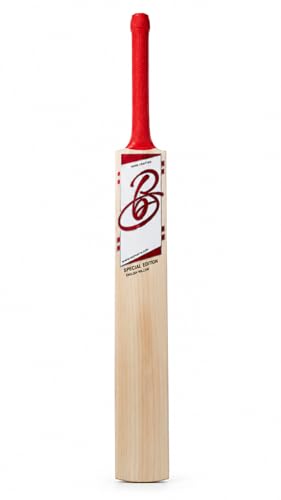 Image of Full Size English Willow Cricket Bat, Cross Weave Tape on The Face | Lightweight | Wooden Long Handle | Free Cover Play for Leather Ball (Special Edition)