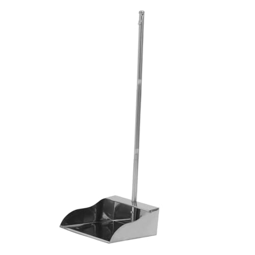 DINHEAROM Recogedor Acero Inoxidable con Mango De Recogedor Vertical Resistente para Limpieza El Hogar Garaje y Patio para Tareas De Barrido Interiores y Exteriores