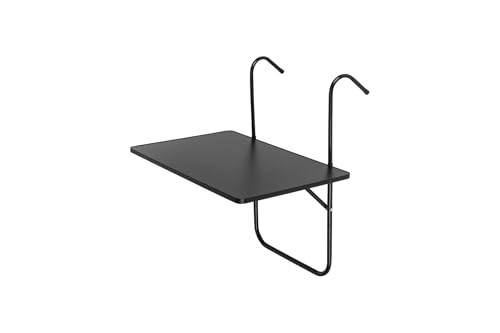 Generisch Balkon-Hängetisch Klappbar Höhenverstellbar Wetterfest Stahlrahmen 60x40 cm (Schwarz)