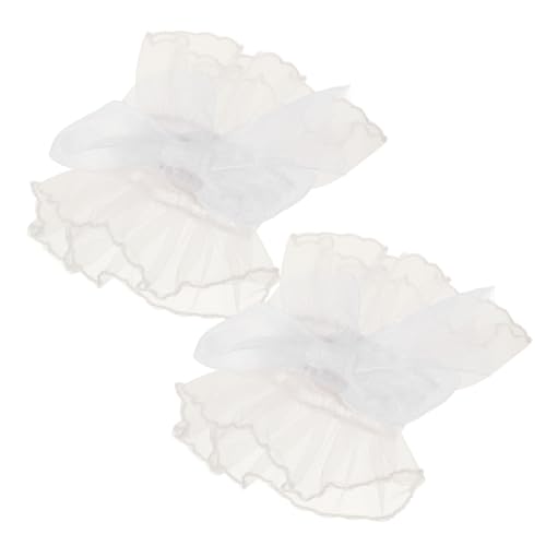 SAFIGLE Feminine Lace Wrist Cuffs Bow Design Elastic Short Tulle Gloves for Women
