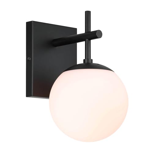 Aplique de pared negro de vidrio blanco para iluminación moderna de salón pasillo y cabecera de cama