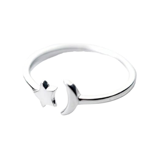 Bague ajustable argent sterling femme fine jewelry étoile lune
