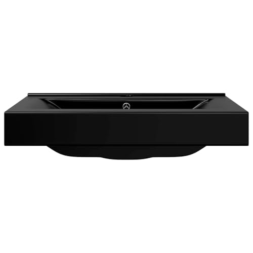 Lavabo de cerámica rectangular negro 60x46 cm de pared moderno 4