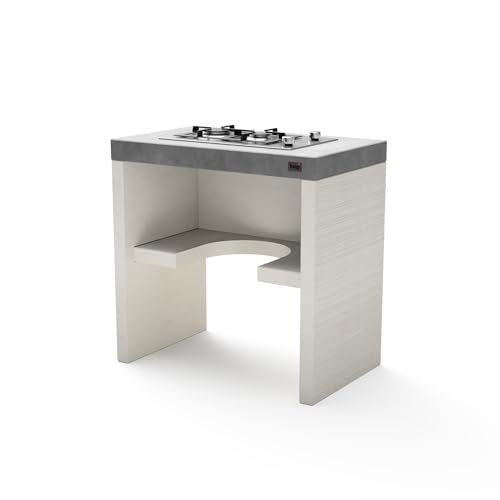 TUOZI - Módulo Stand PLAN/VENIT Gas 78 para Barbacoa de Obra Prefabricada (Blanco, Gris - 78 x 47 x 47 cm) - Uso en Exteriores