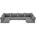 HOMREST Outdoor Replacement Cushions for Patio Furniture,Water-Repellent Sofa Cushions for 6-Seat Rattan Wicker Sectional Patio Conversation Sets,14-Piece Cushions Set for Outdoor Couch?Gray?