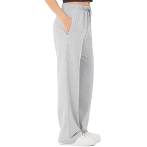 Jogginghose Damen – Baumwolle Sporthose Lang, Traininghose Laufhosen Bequeme Jogger, Sweatpants Weites Bein mit elastischem Bund Yogahose