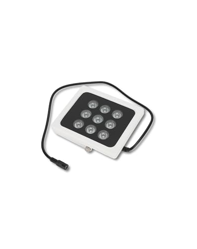 Luce di sicurezza a infrarossi - 9 lampade LED ad alta potenza da 9 W distanza di visione notturna di 20 m IP66 per telecamere di sorveglianza esterne alluminio