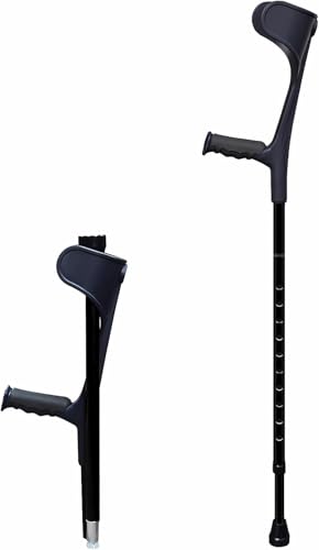 AngleMAX Mobility Folding Forearm Crutch for Adults, Adjustable Lightweight Aluminum Arm Crutches for Rehabilitation with Ergonomic Grip, Comfortable and Sturdy (Black)