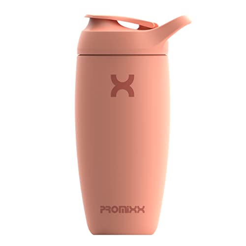 Promixx PURSUIT shaker à protéines nouvelle édition – Bouteille de mélange isolée en acier inoxydable – facile à nettoyer et durable, 550ml, Corail