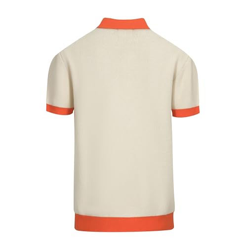 OXKNIT Vintage Polo Shirt for Men's Art Graphic V-Neck Knitted Short Sleeve Polo Shirt2