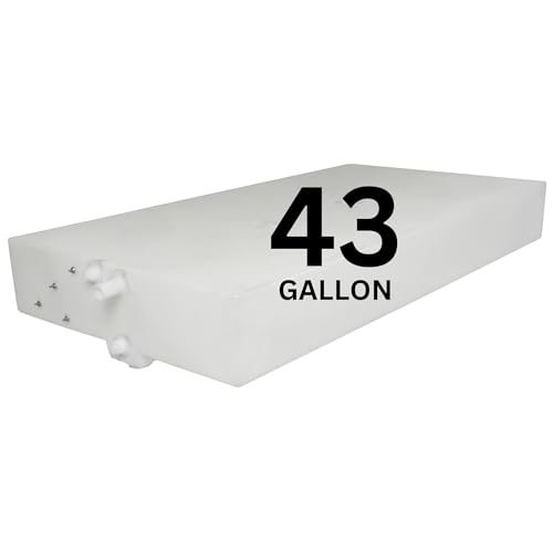 43 Gallon RV Fresh Water Tank, Potable Water Storage Tank for Drinking, Cooking, Cleaning, Showering, for Campers, Trailers, Motorhomes, RVs, Low-Profile Shape, 54" x 28" x 7" (WT-1377)