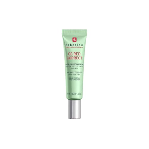 Erborian CC Red Correct - Skincare-First Green Color Corrector with Centella Asiatica, Illuminating...